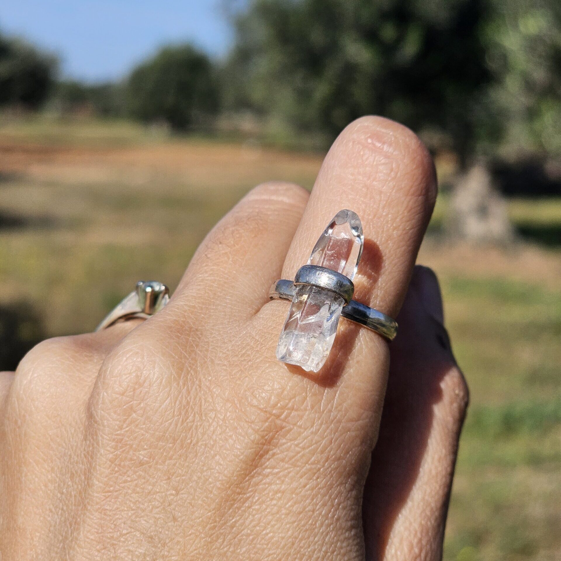 Bague en argent 925 Clear Quartz ajustable