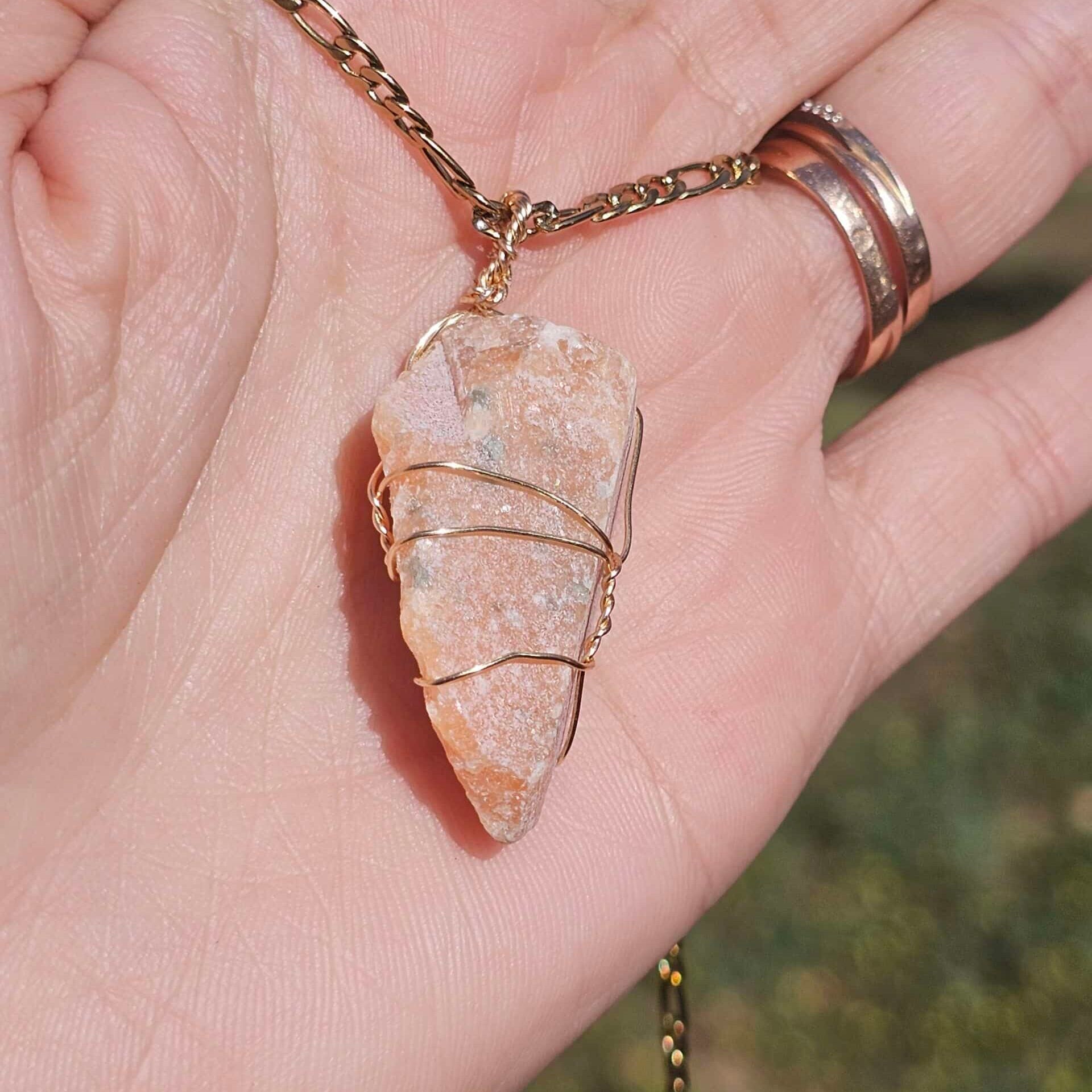 Collier Pierre de Soleil brute chaîne acier inoxydable (65 cm)