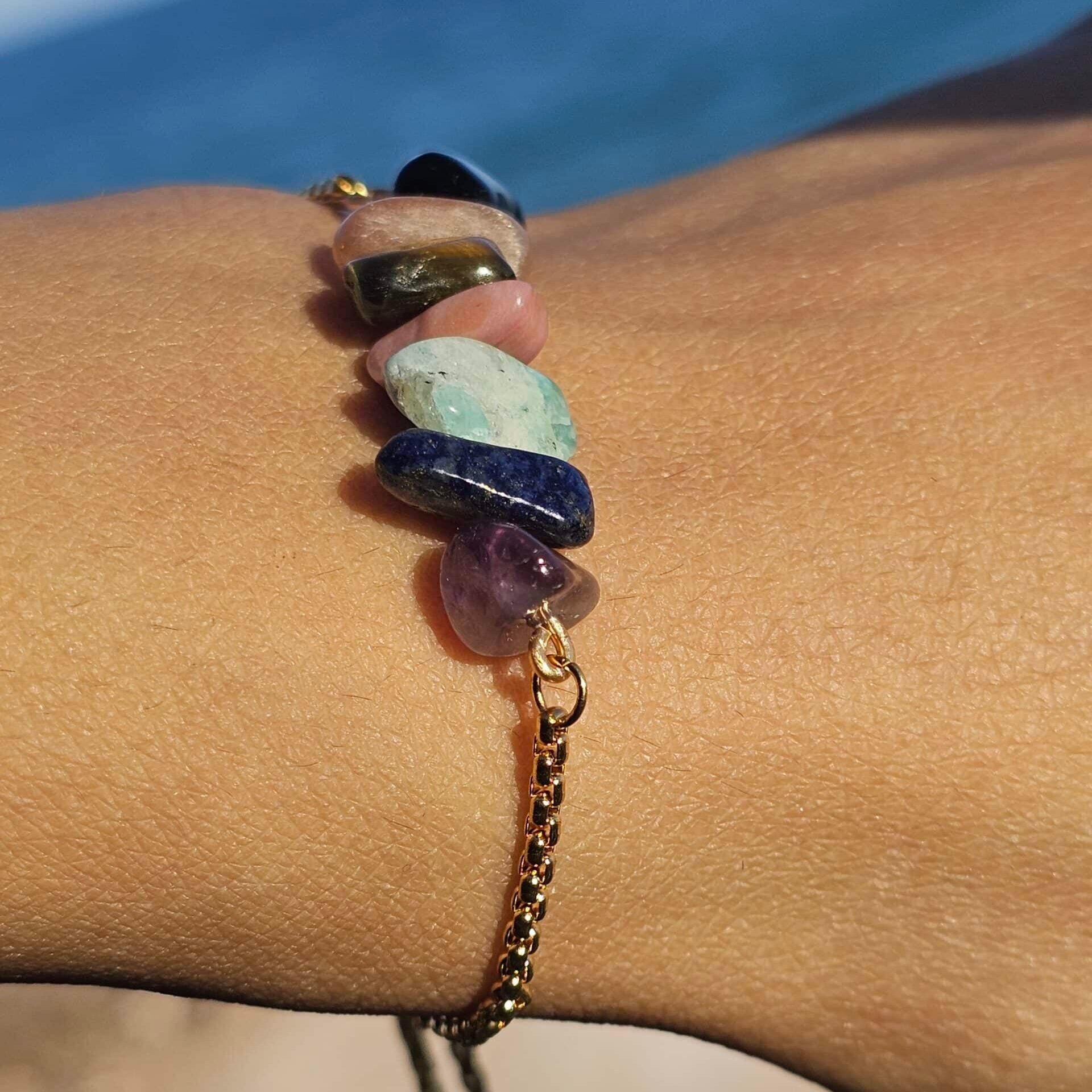 Bracelet 7 chakras en acier inoxydable ajustable – Bijou énergétique et harmonisant