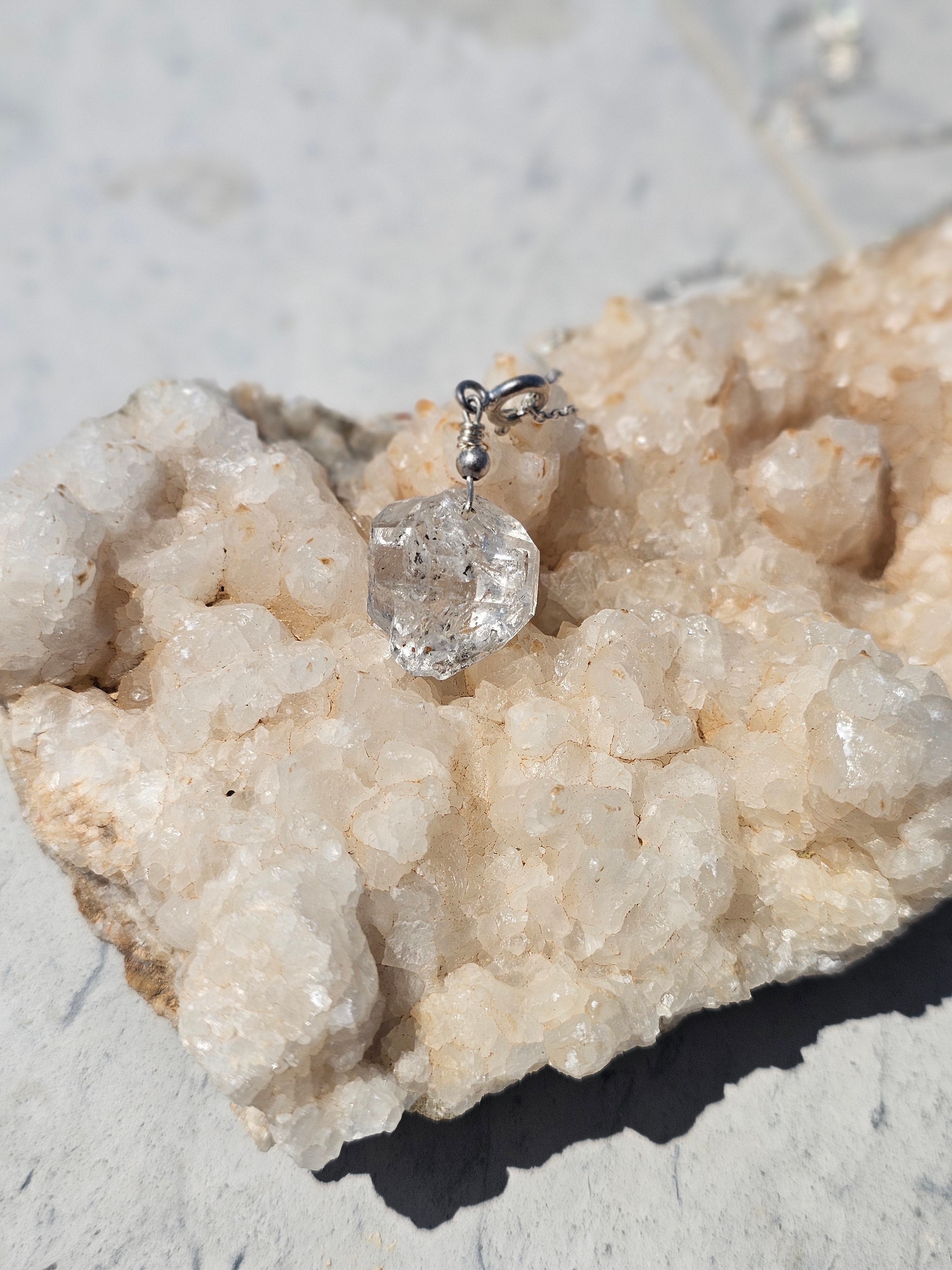 Collier en argent 925 avec pendentif Diamant Herkimer (45 cm)