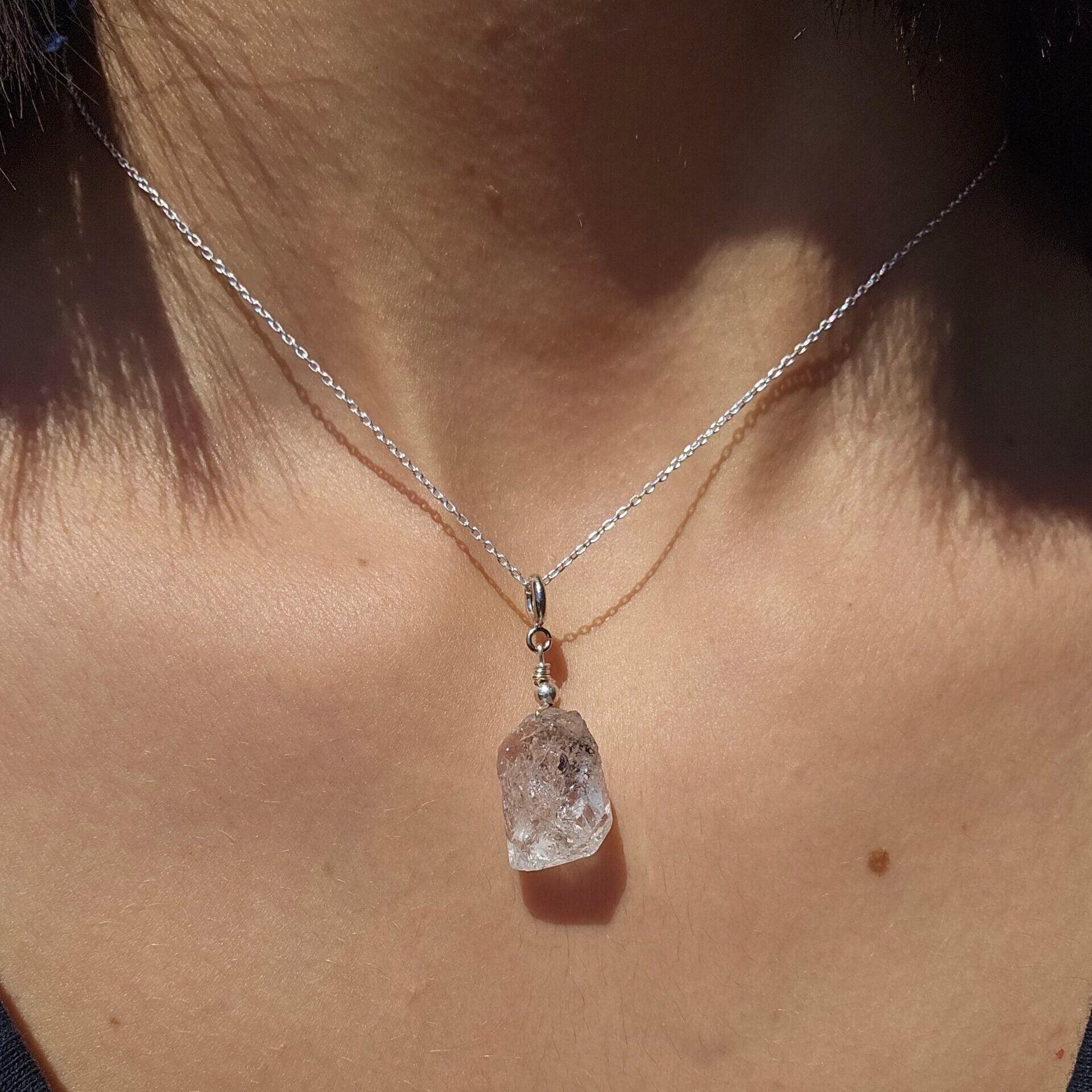 Collier en argent 925 avec pendentif Diamant Herkimer (45 cm)
