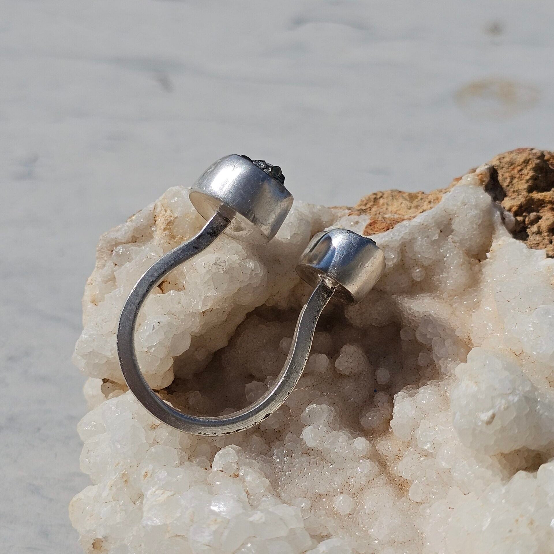 Bague Pyrite double ajustable en argent 925 massif