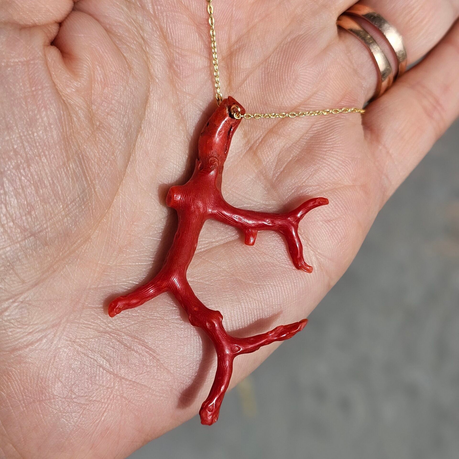 Collier corail or 18K et argent 925 fait main