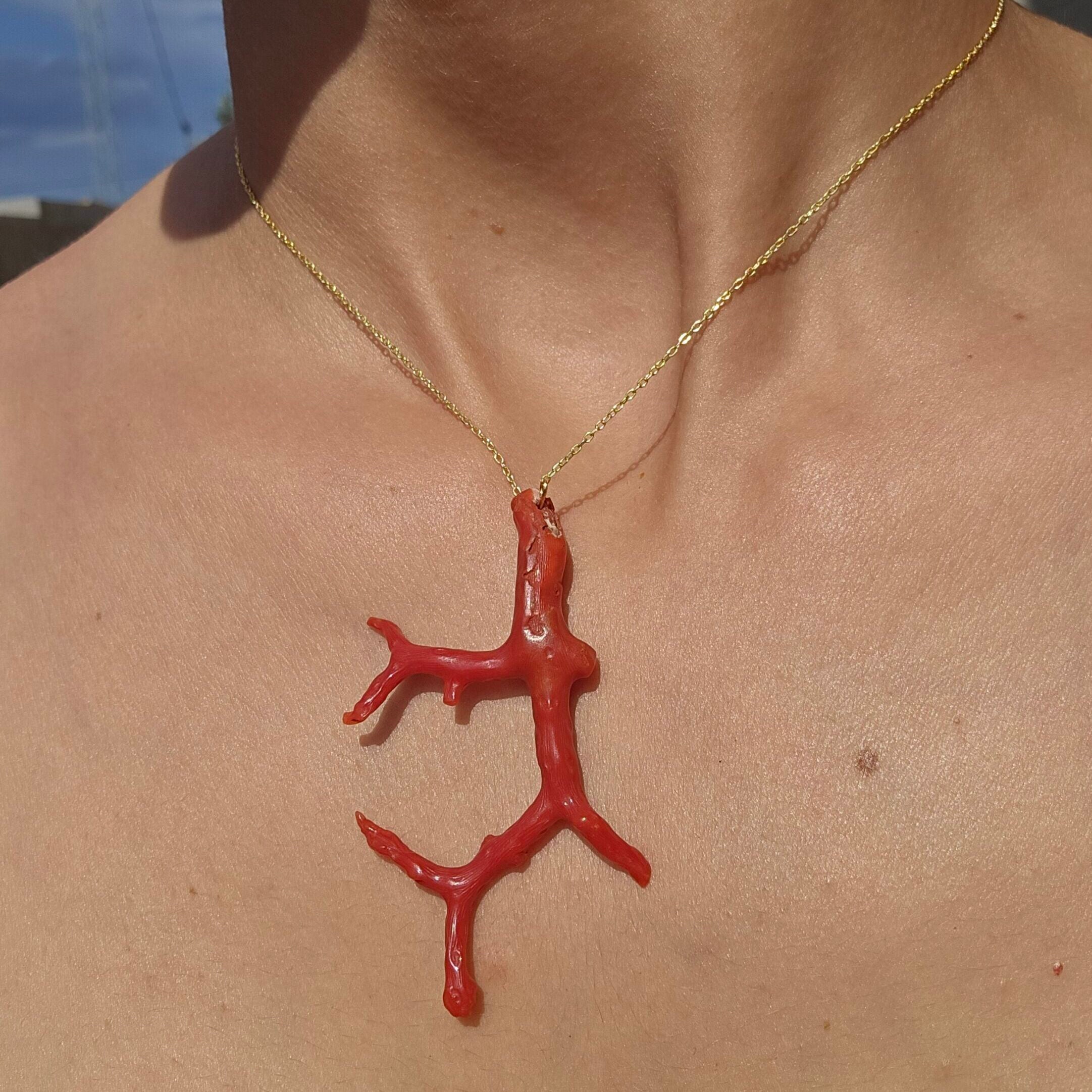 Collier corail or 18K et argent 925 fait main