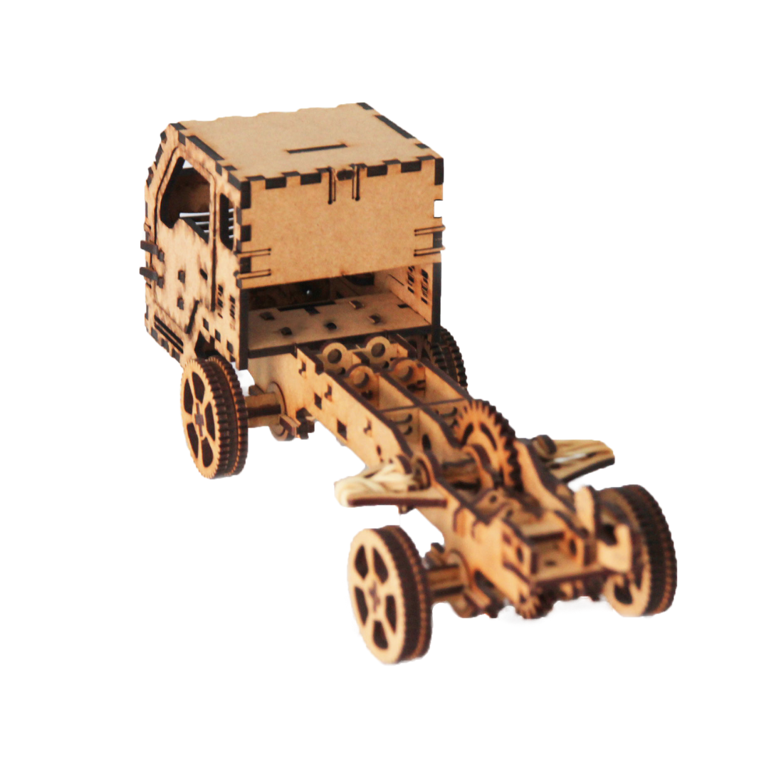 Puzzle 3D camionnette à propulsion en bois, maquette éducative et interactive 76 pièces (+8 ans)