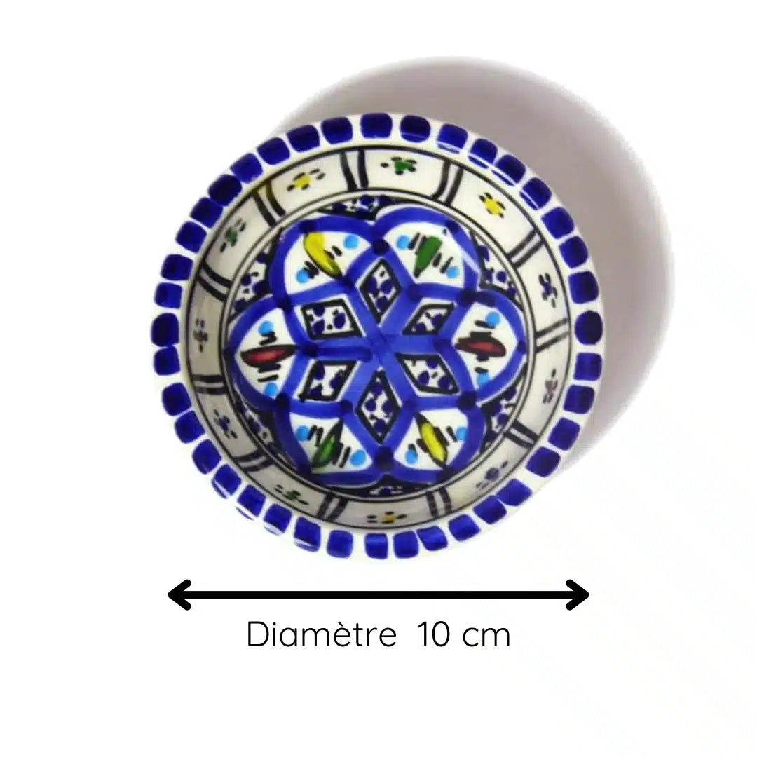 Bol en céramique artisanale – Rouge, Bleu, Turquoise (10cm)