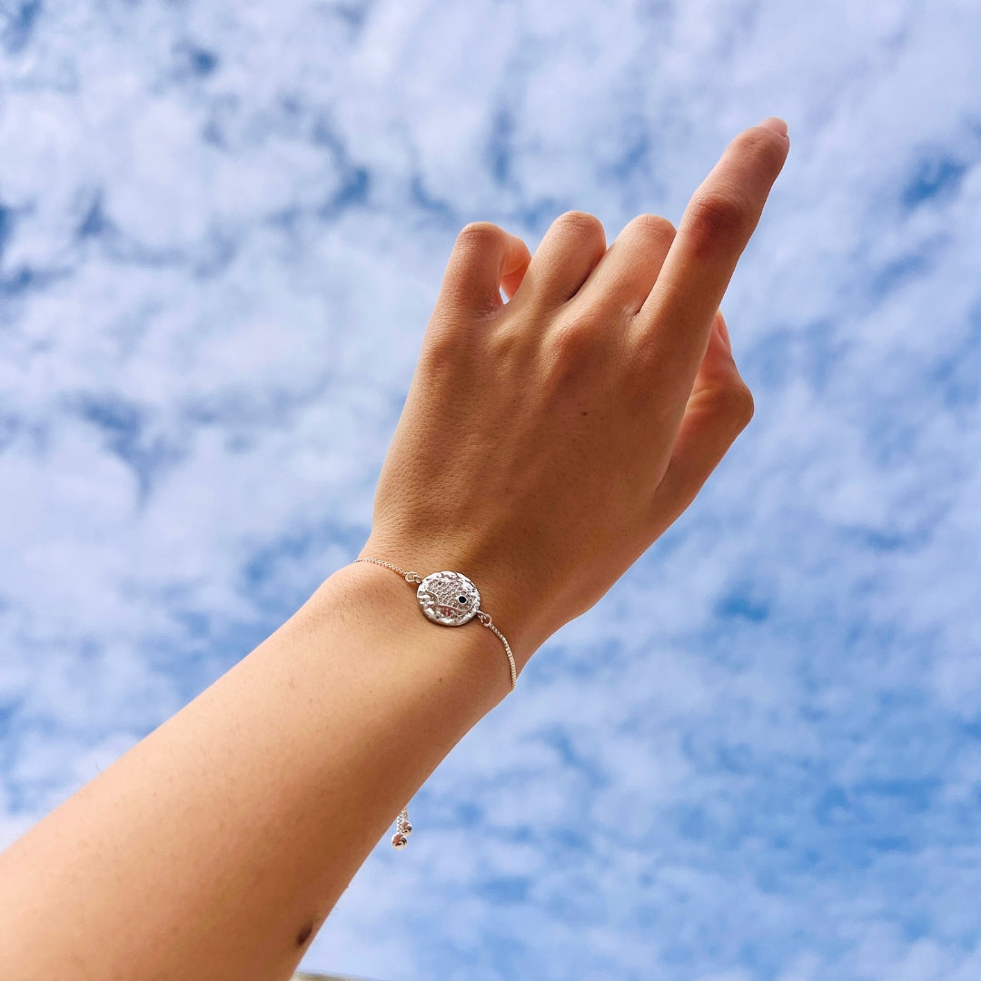 Bracelet argent inoxydable ajustable motif Khomsa