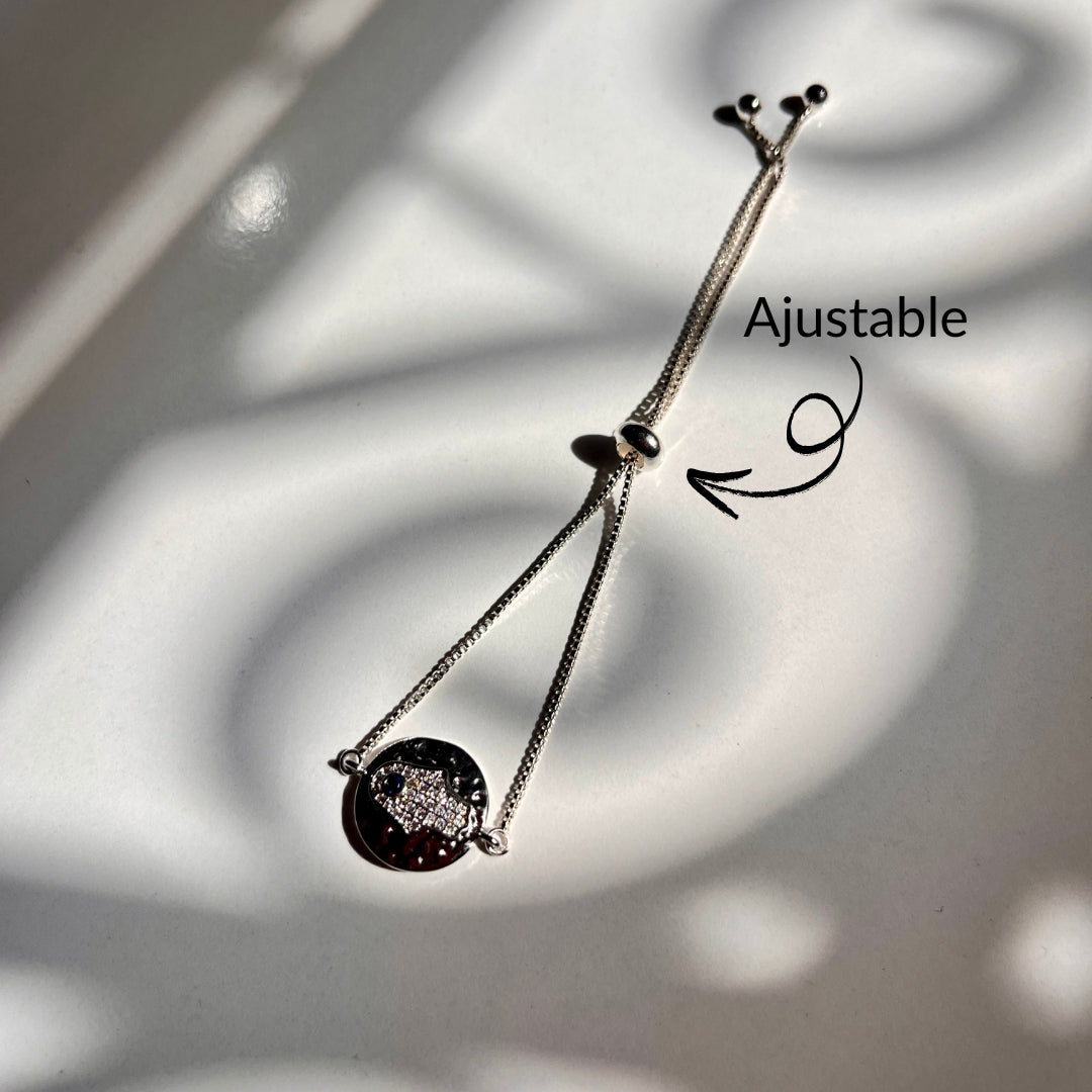 Bracelet argent inoxydable ajustable motif Khomsa