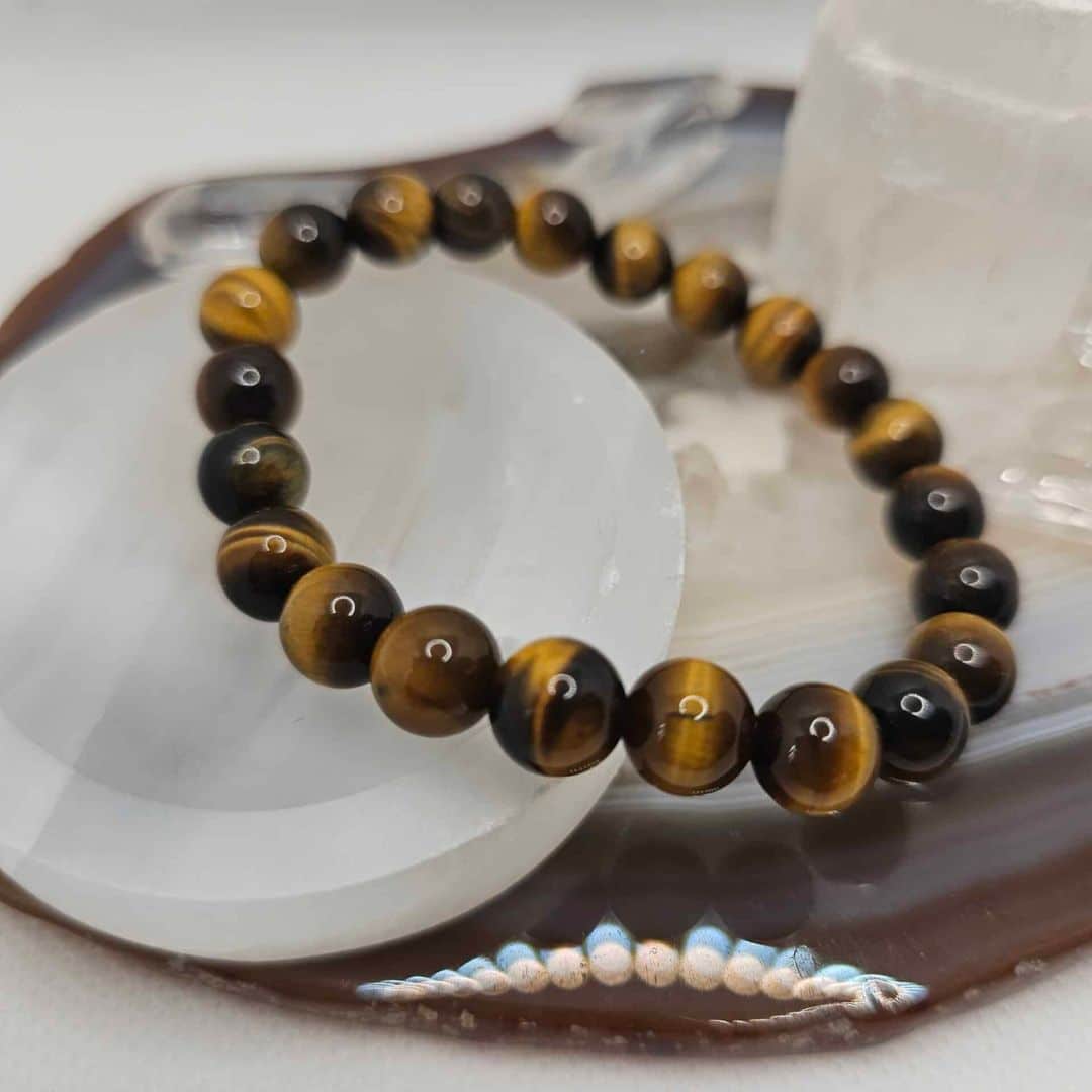 Duo de bracelets élastiques en œil de tigre (17-19 cm)