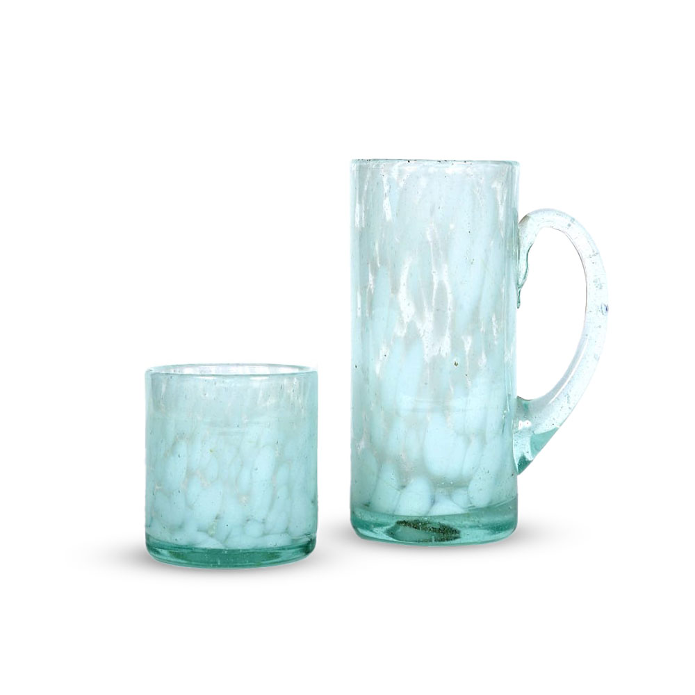 Coffret Serensa Verre bleu aqua marbré (18 x 8 cm / 10 x 7.5 cm)