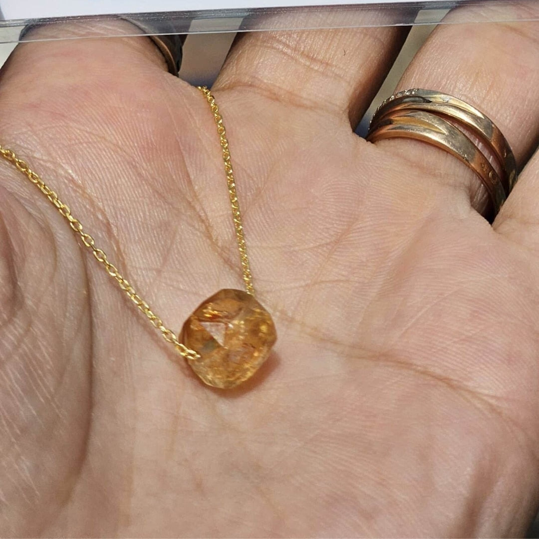 Collier citrine en argent 925 or 18 karats (45 cm)
