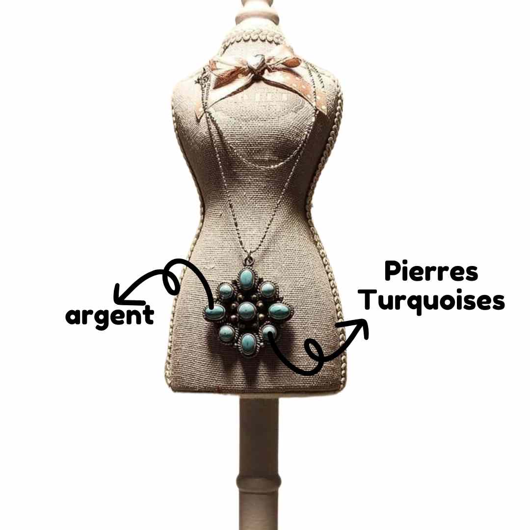 Collier en turquoise chaine fine en argent