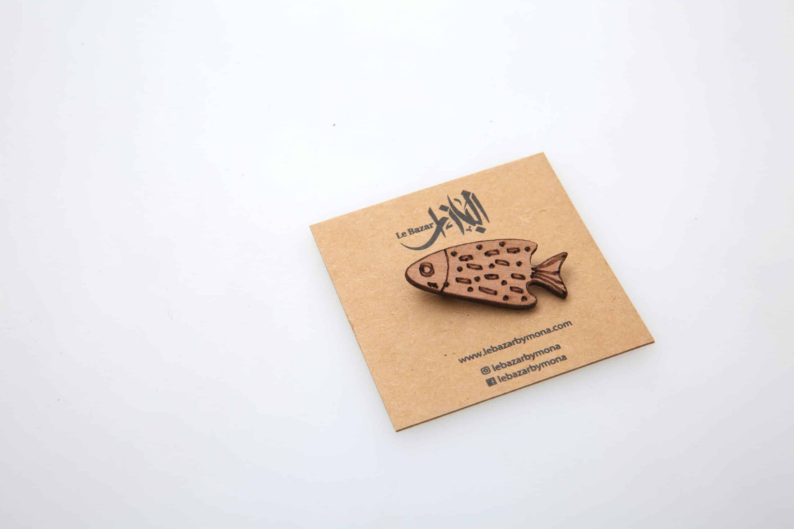 Broches en Bois Gravé avec Symbole Iconique de la Tunisie