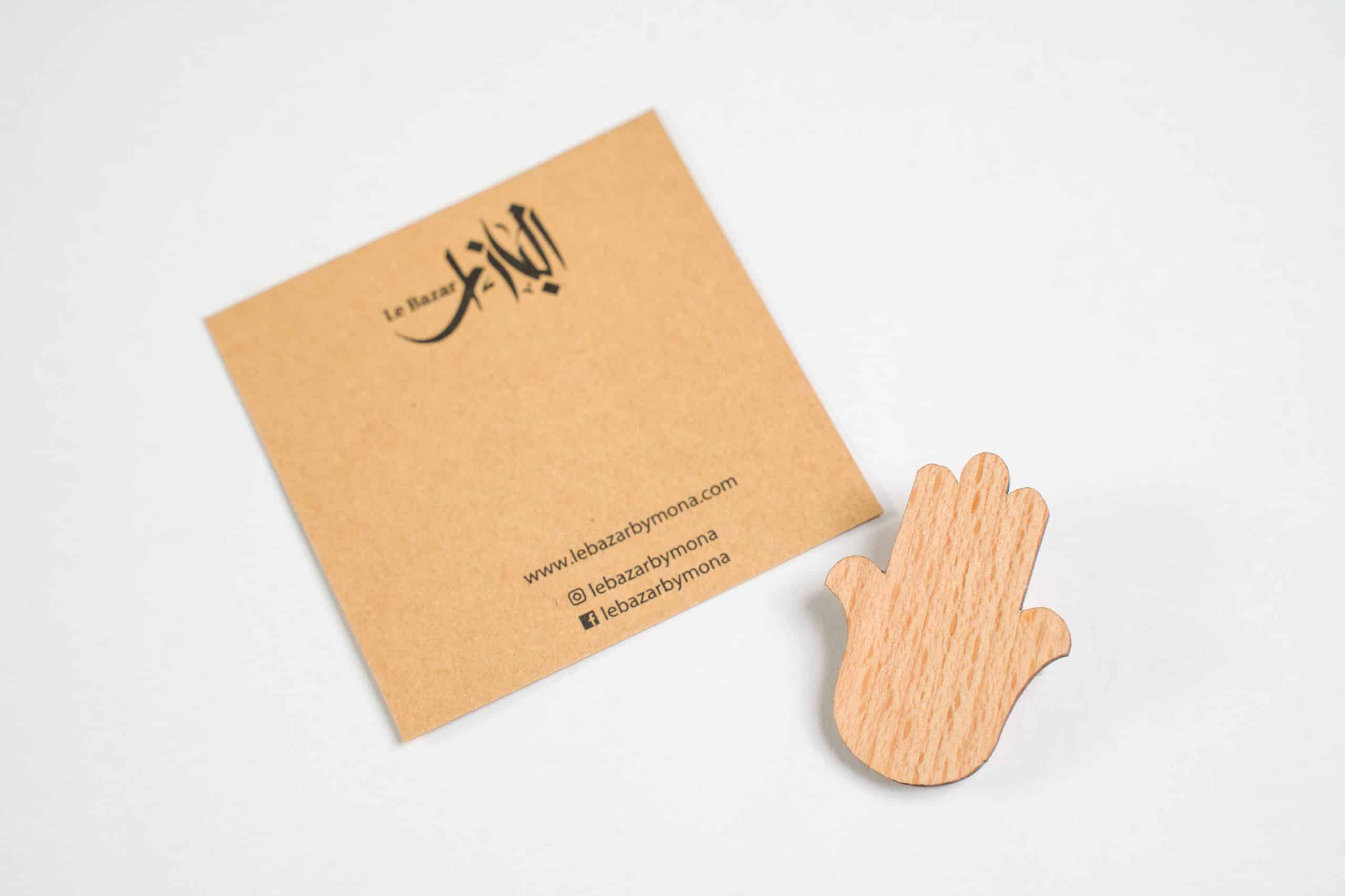 Broches en Bois Gravé avec Symbole Iconique de la Tunisie