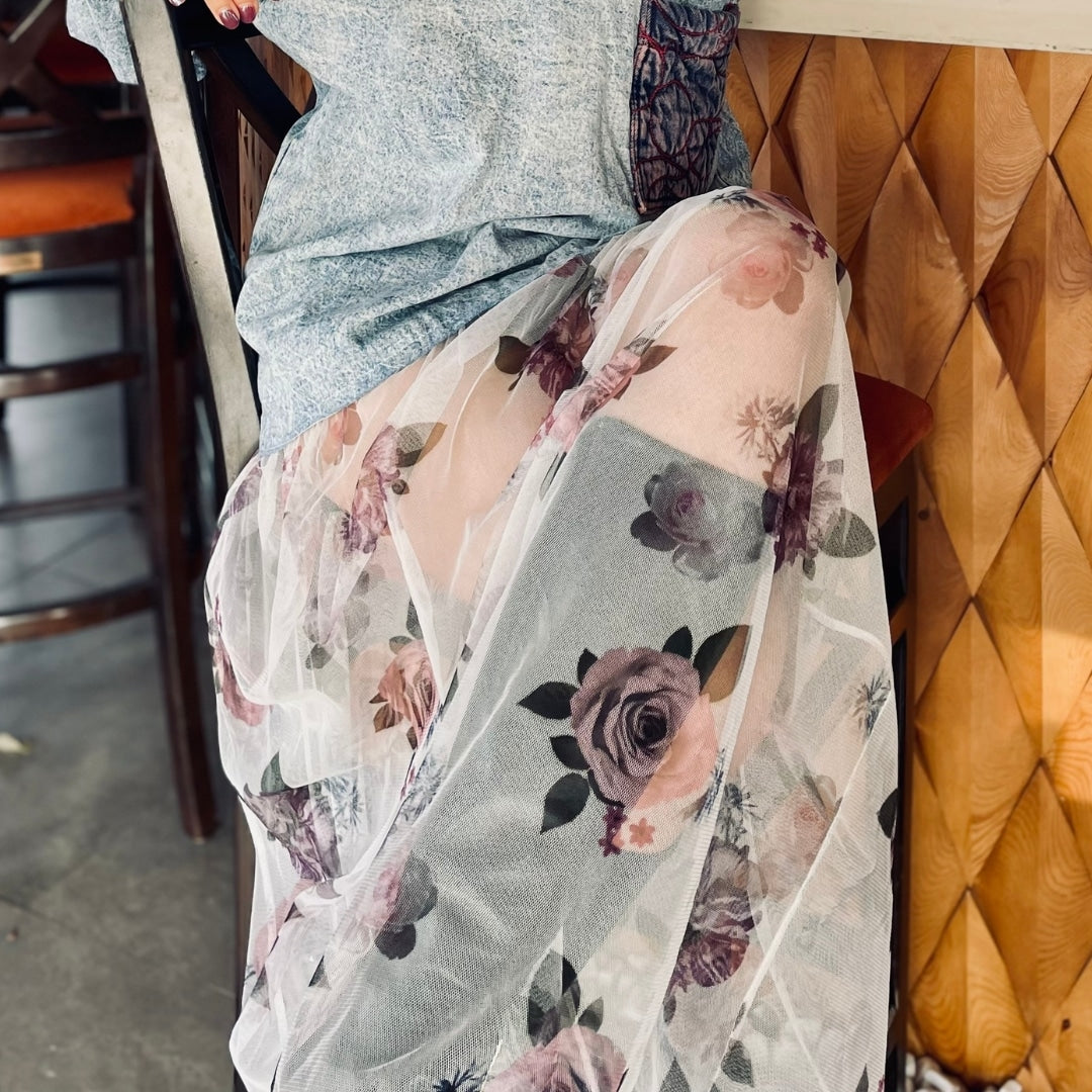 Robe chemise "Pocket Poetry" en denim, pièce unique en taille M