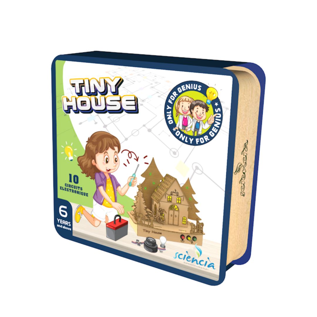 Kit tiny house en bois – Puzzle 3D éducatif & initiation à l’électronique