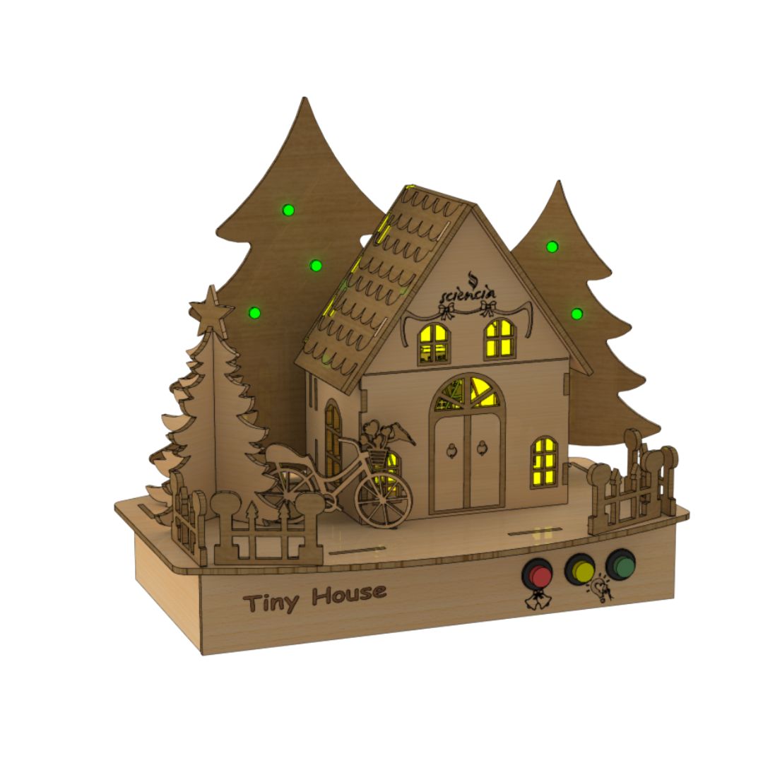 Kit tiny house en bois – Puzzle 3D éducatif & initiation à l’électronique