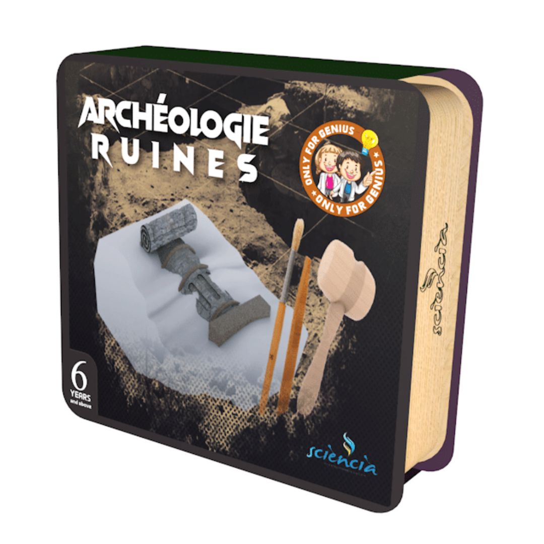 Kit archéologie ruines : jeu éducatif avec fouille et découverte d’une colonne romaine (+6 ans)