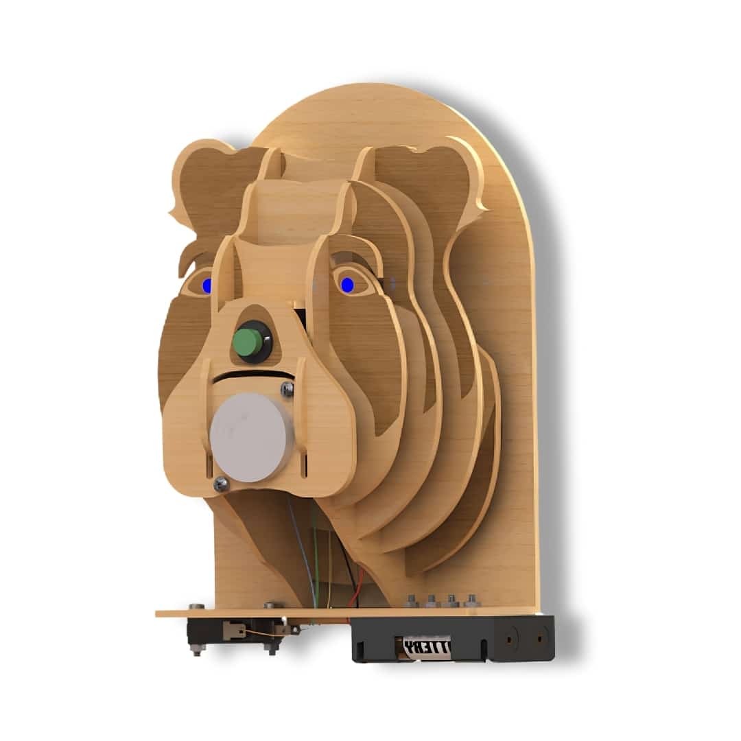 Jeu éducatif STEM alarme tête de chien en bois et électronique (+6 ans)