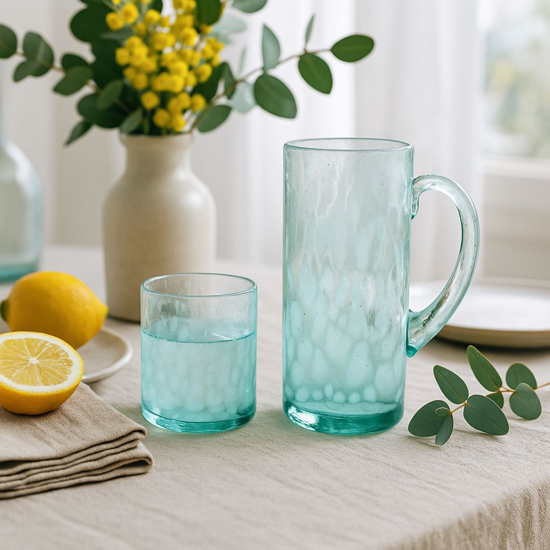 Coffret Serensa Verre bleu aqua marbré (18 x 8 cm / 10 x 7.5 cm)