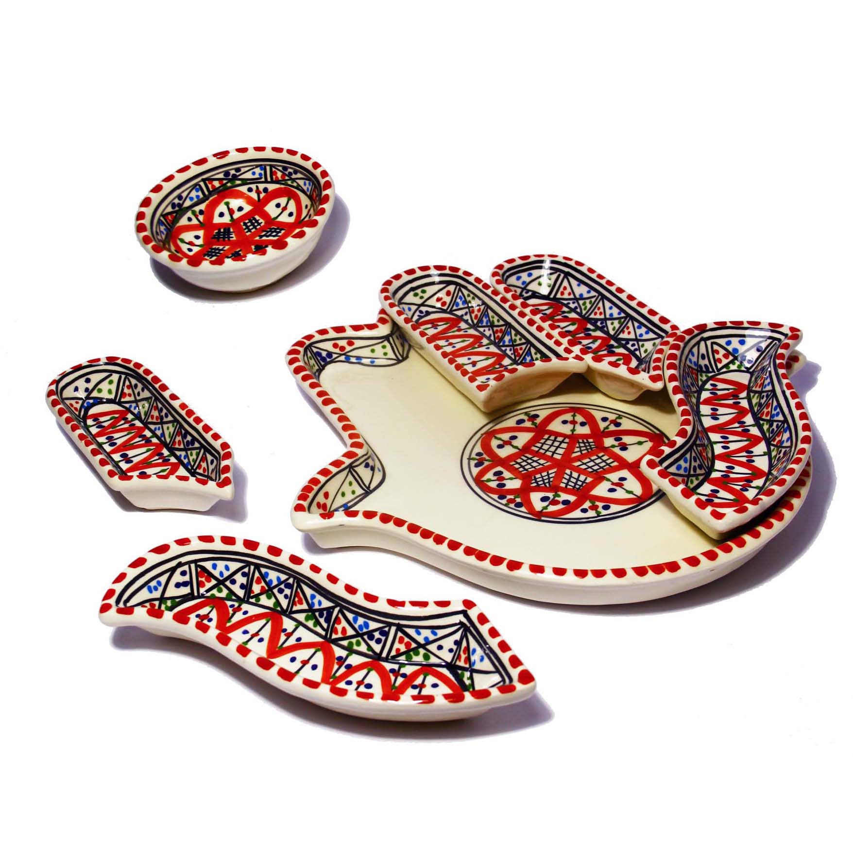 Service apéritif en céramique – Khomsa (7 pièces)