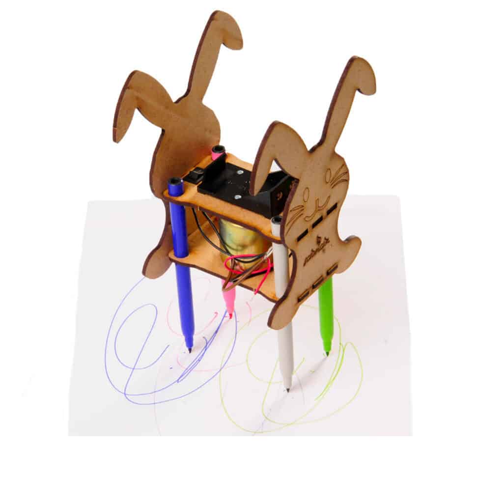 Kit robot chocotte en bois, jeu éducatif STEM pour fabriquer un robot dessinateur (+ 6 ans)