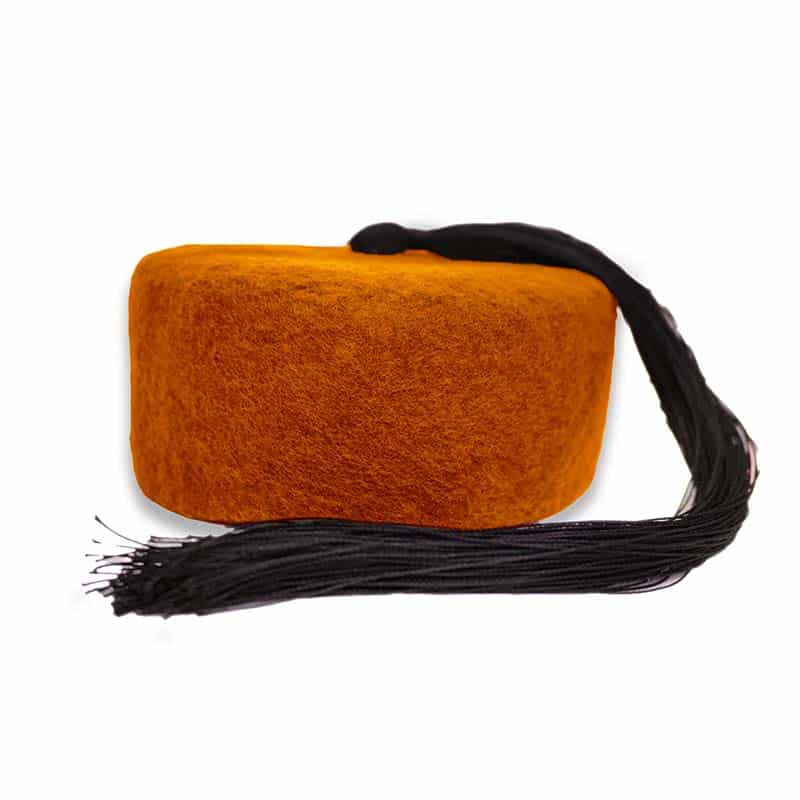 Chéchia Tunisienne Orange Avec Pompon En Laine