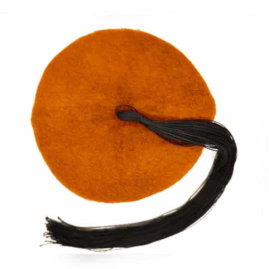 Chéchia Tunisienne Orange Avec Pompon En Laine