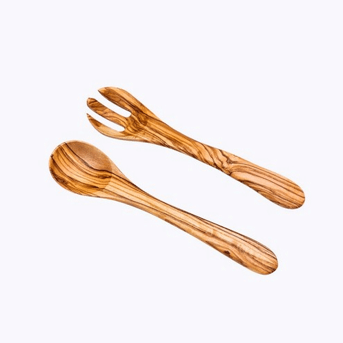 Couverts à salade en bois d'olivier, fait main, 35 cm