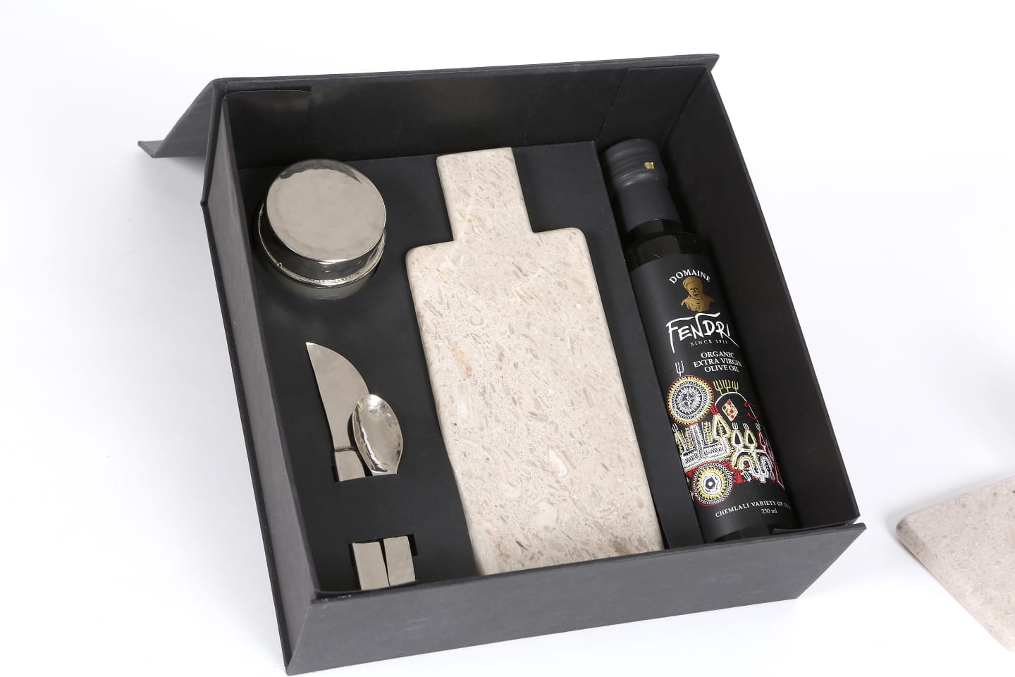 Coffret artisanal service apéritif – Cuivre & marbre Kadhel